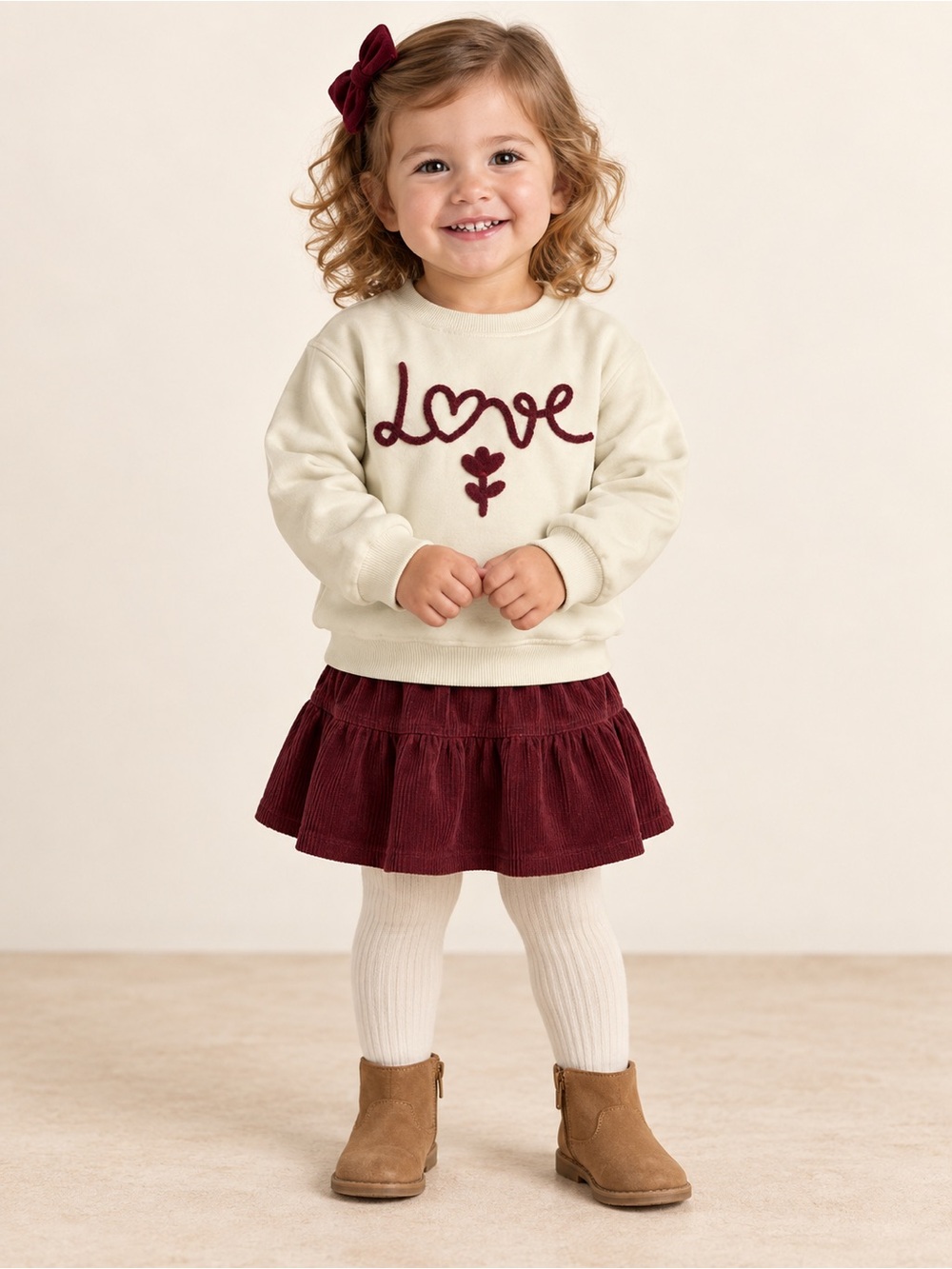 Zara Toddler Cream Love Embroidered Sweatshirt Size 2 Years 92 cm